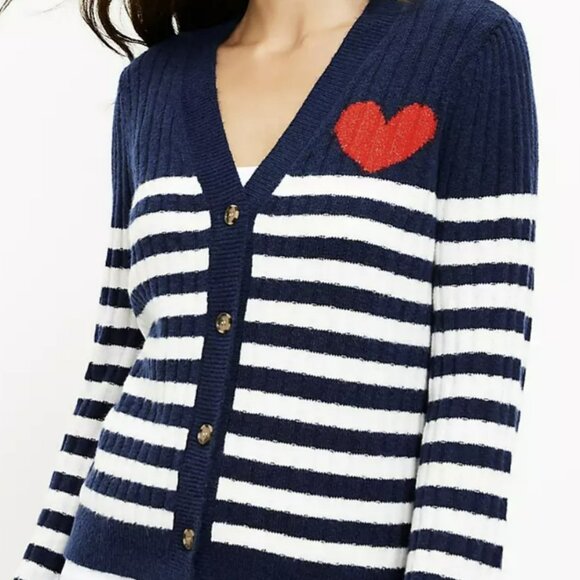 LOFT Sweaters - Heart Puff Sleeve V-Neck Cardigan Loft